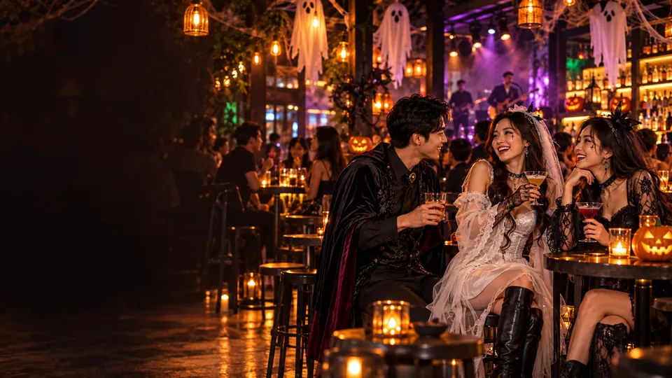 บรรยากาศงานเลี้ยงยามเย็นริมแม่น้ำในกรุงเทพฯ