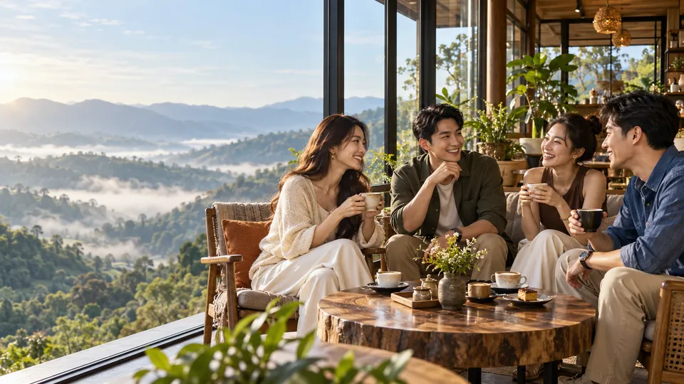 บรรยากาศงานเลี้ยงบนรูฟท็อปเชียงใหม่ช่วง Golden Hour