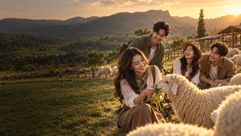 บรรยากาศงานเลี้ยงบนภูเขาเขาใหญ่ช่วง Golden Hour