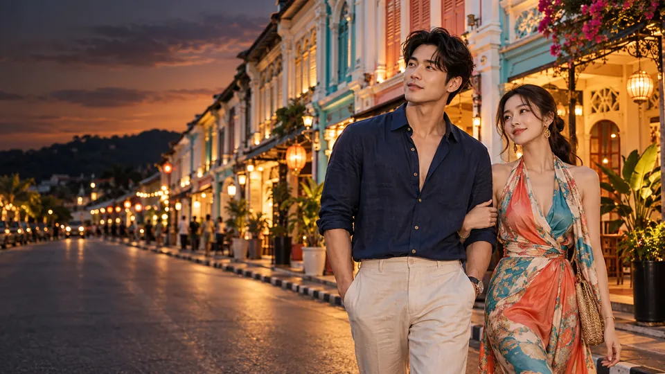 บรรยากาศงานเลี้ยงริมทะเลภูเก็ตช่วง Golden Hour